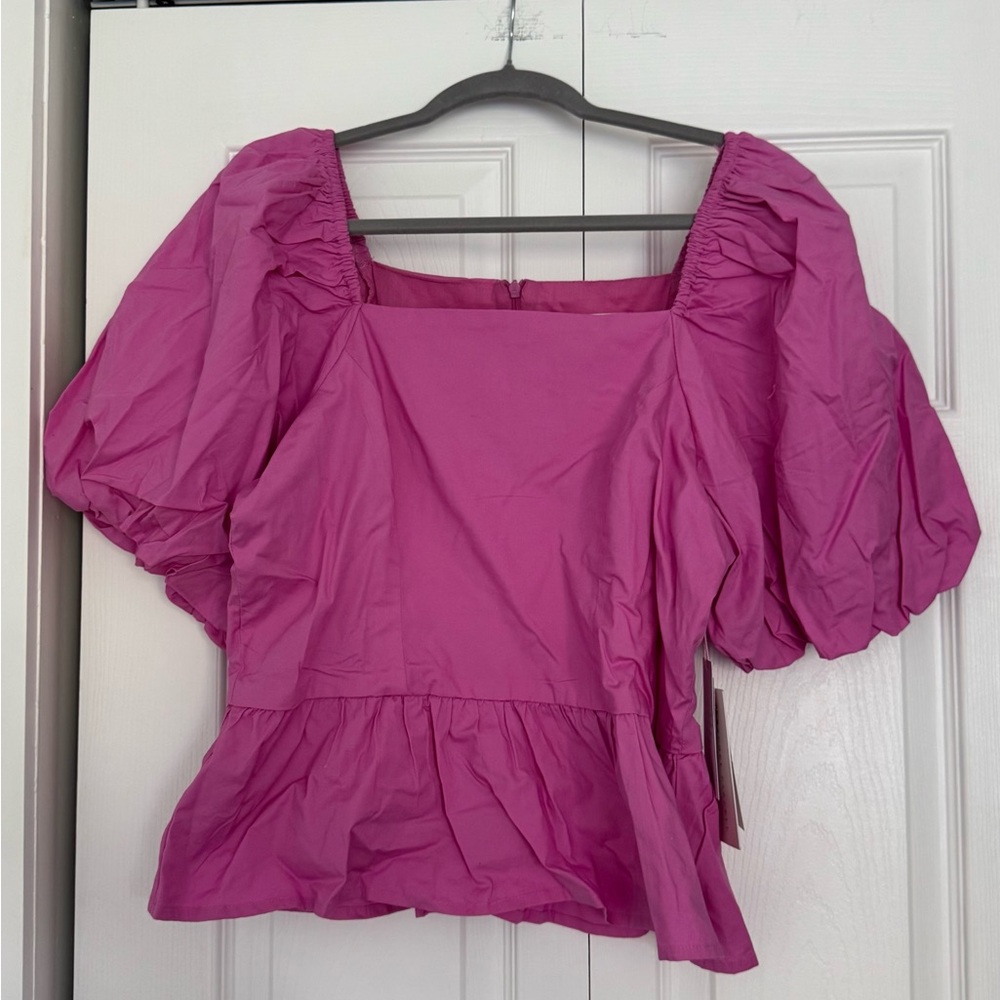 Rachel Parcell Cotton Poplin Puff Sleeve Bodice Top in Orchid